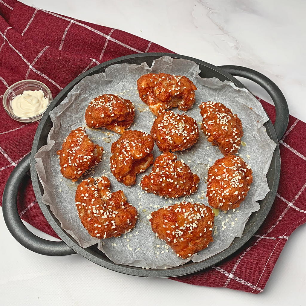Sticky Honey Sriracha Cauliflower “Wings”