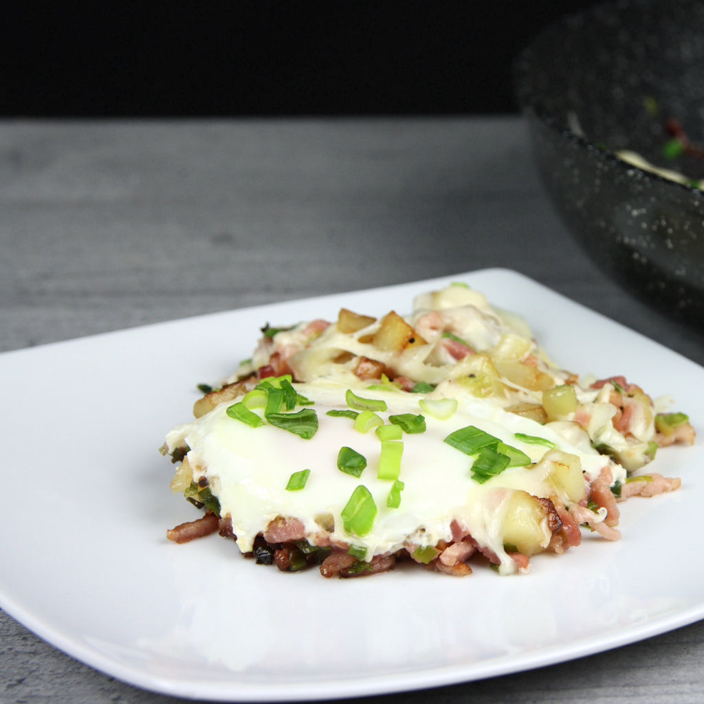 Cheesy Bacon and Egg Hash