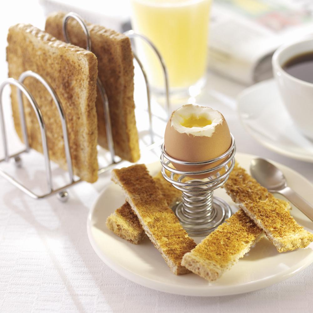 Spiral Chrome Egg Cups and Toast Holder Set