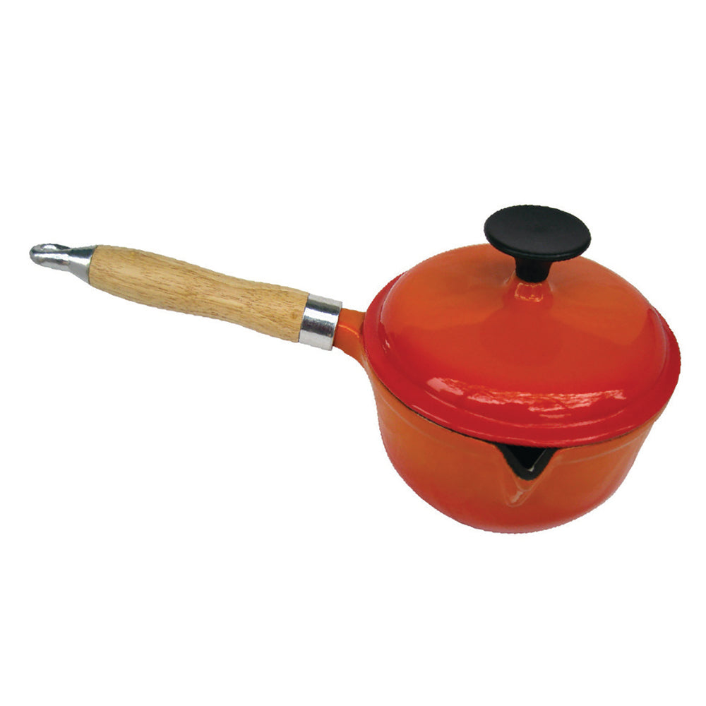 16cm Cast Iron Sauce Pan - Orange