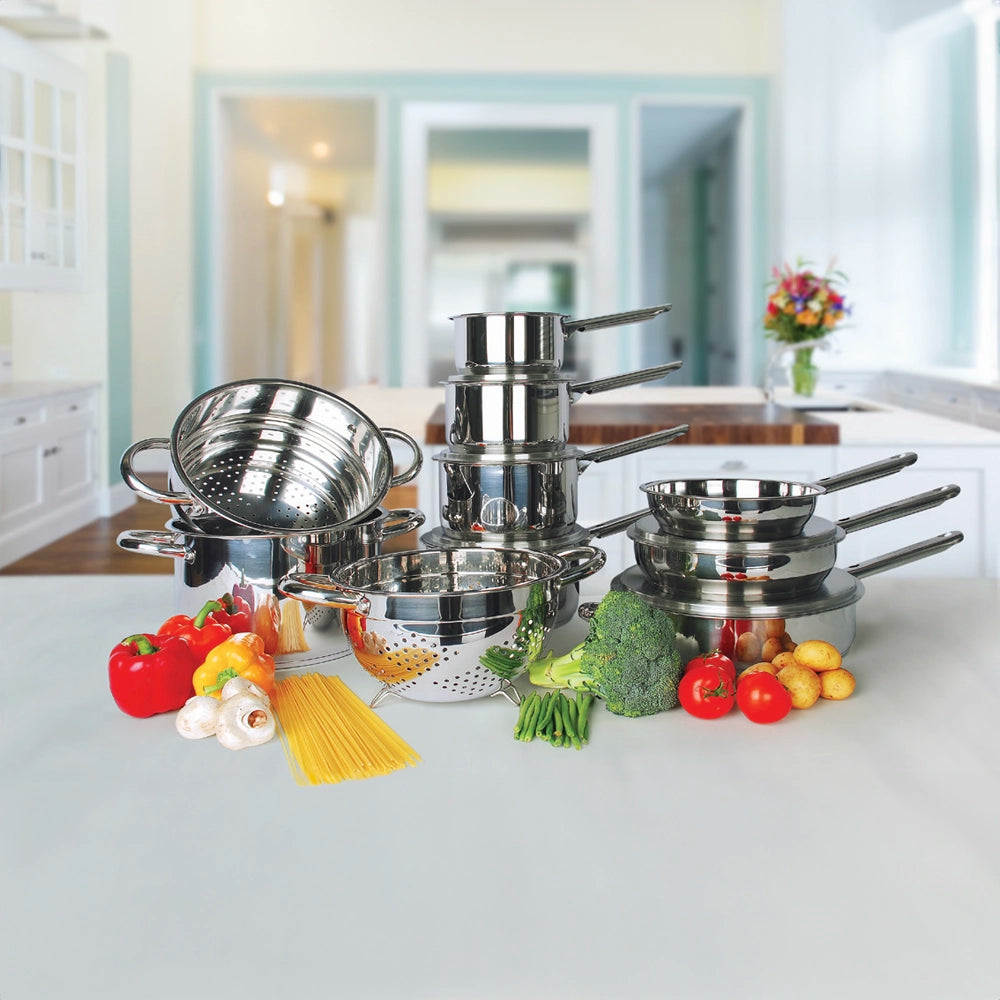 15 Piece Cookware Set with Stainless Steel Lids