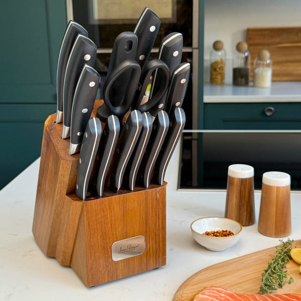 Onyx Collection 14 Piece Knife Set with Wooden Block