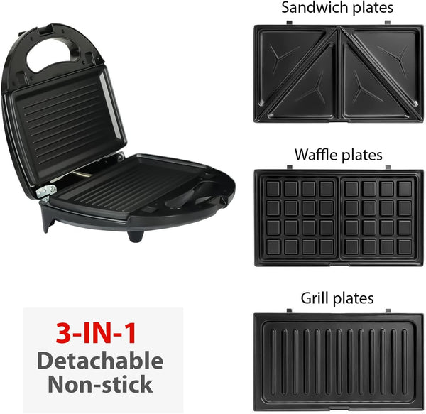 3 in 1 Sandwich Toaster, Waffle Maker and Grill