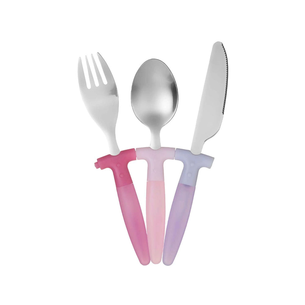 Childrens 3 Piece Pink Cutlery Set