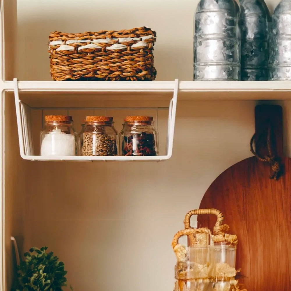 White Under Shelf Storage Basket