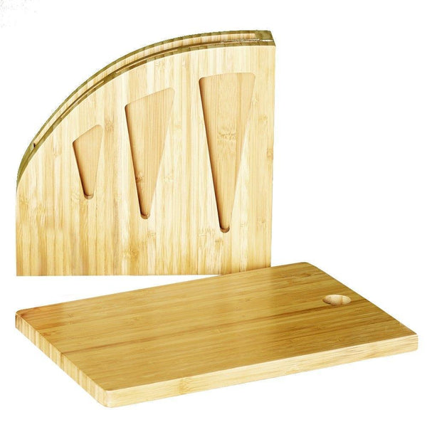 Bamboo Knife Block with Chopping Board - for the Chopaholic Oriental 3 Piece Knife Set