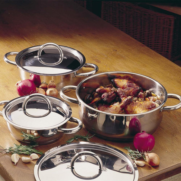 Stainless Steel Low Casserole Pan - 24cm