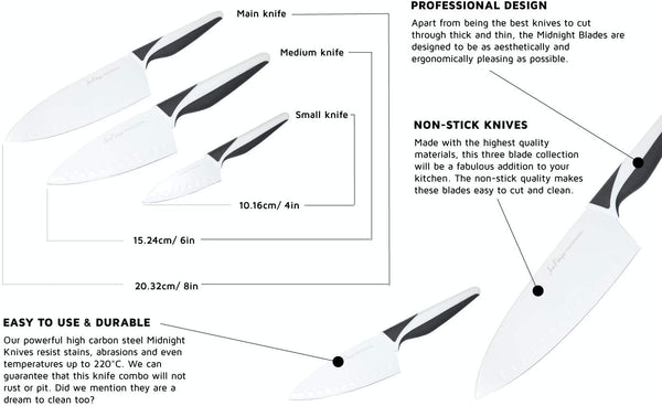 3-Piece Non-Stick Knife Set - Midnight / Ivory