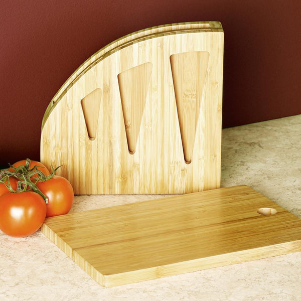 Bamboo Knife Block with Chopping Board - for the Chopaholic Oriental 3 Piece Knife Set