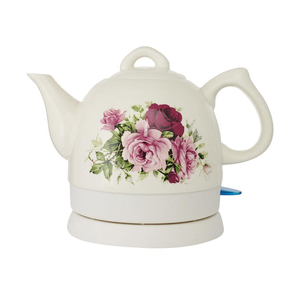 White Country Rose Ceramic Kettle - 1L