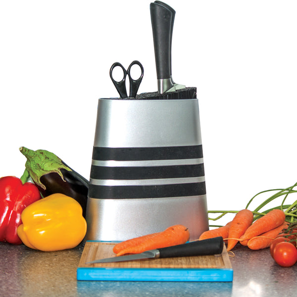 Silver & Black Universal Knife Block