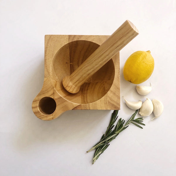 Professional Chef's Wooden Pestle & Wooden Mortar