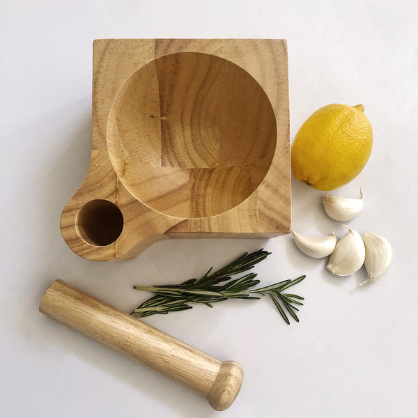 Professional Chef's Wooden Pestle & Wooden Mortar
