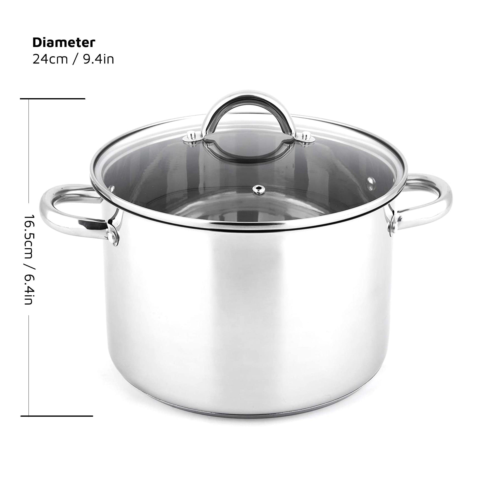 24cm Stainless Steel Stockpot with Lid