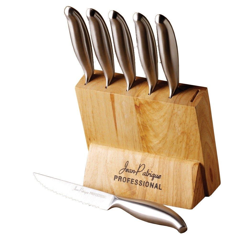 6Piece Stainless Steel Steak Knife Set with Block Jean Patrique