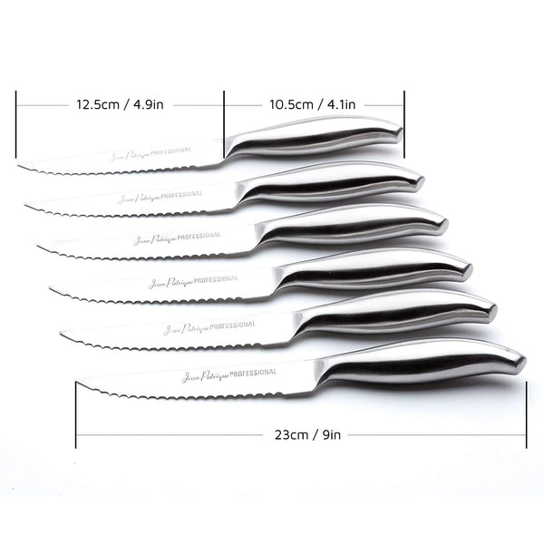 6-Piece Stainless Steel Steak Knife Set with Block