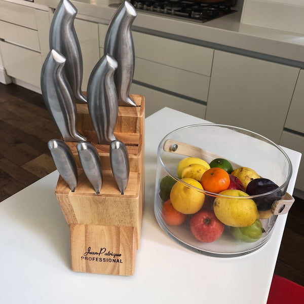 Professional Kitchen Knife Set & Wooden Knife Block - Set of 7