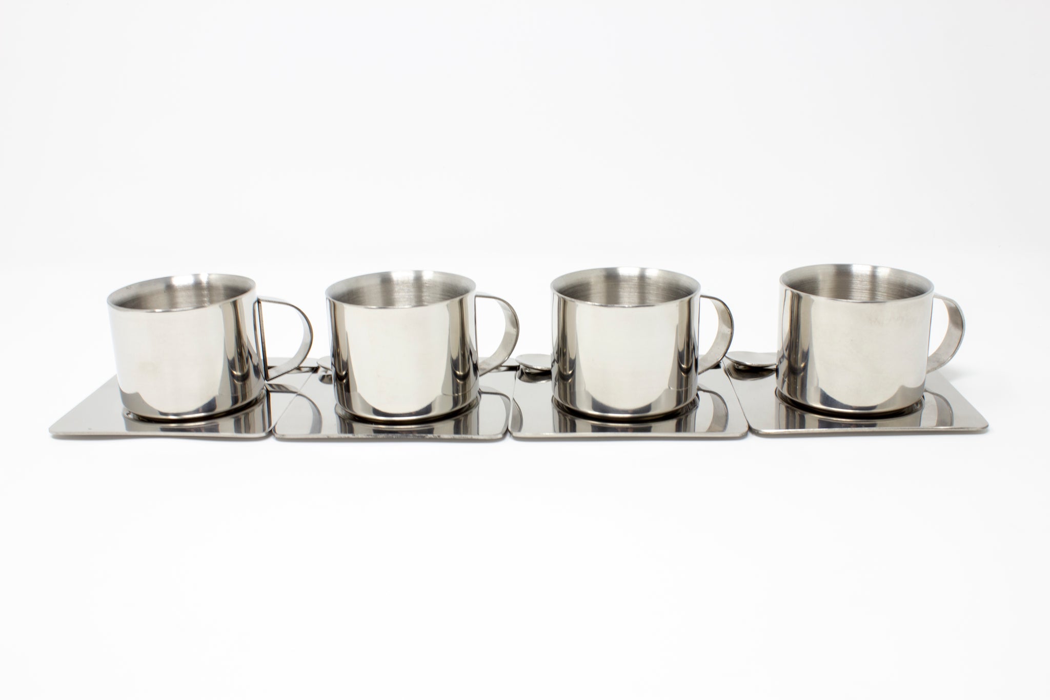 Espresso Cups with Saucers & Spoons - Set of 4