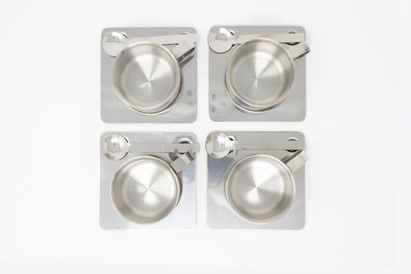 Espresso Cups with Saucers & Spoons - Set of 4