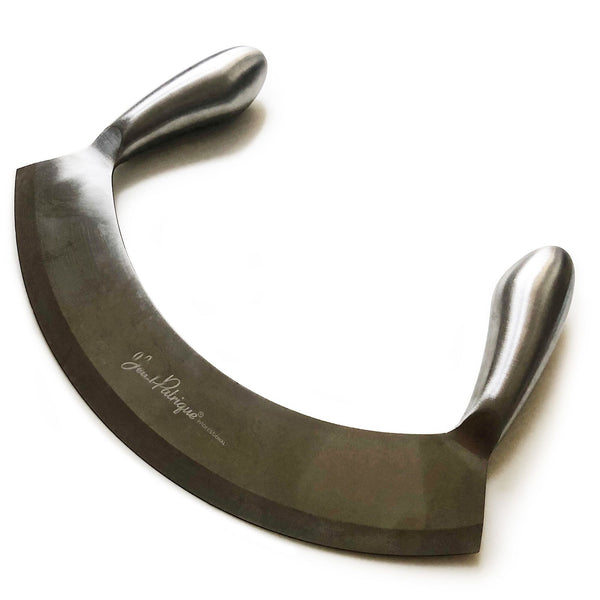 Large double-Handled Stainless Steel Mezzaluna & 26cm Board