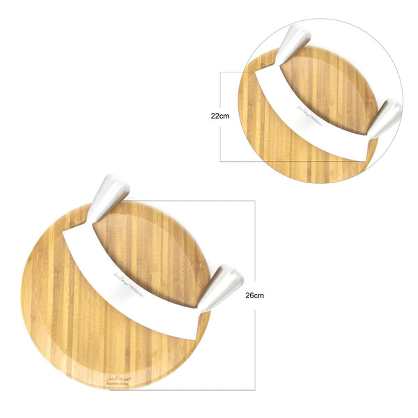 Large double-Handled Stainless Steel Mezzaluna & 26cm Board