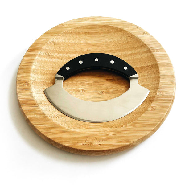 Single Handled Mezzaluna and 26cm Bamboo Board