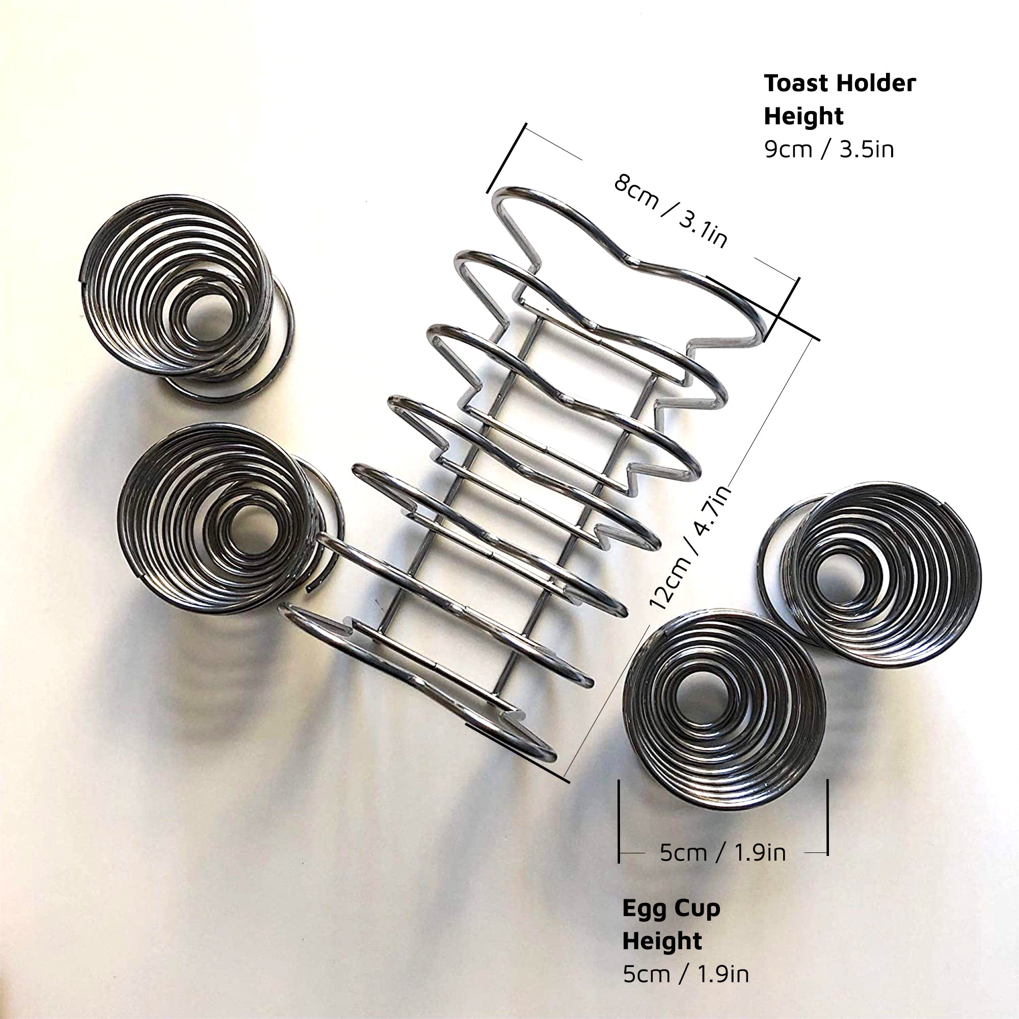 Spiral Chrome Egg Cups and Toast Holder Set