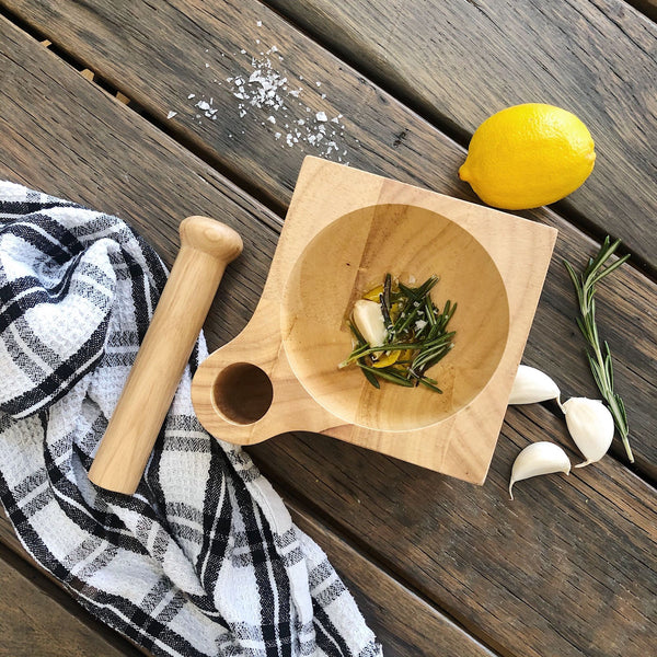 Professional Chef's Wooden Pestle & Wooden Mortar