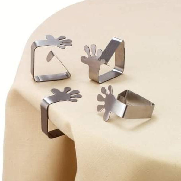 Set of Four Stainless Steel Table Clips