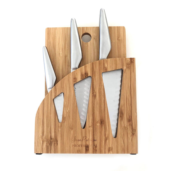 Bamboo Knife Block with Chopping Board - for the Chopaholic Oriental 3 Piece Knife Set