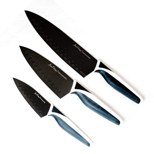 3-Piece Non-Stick Knife Set - Midnight / Ivory