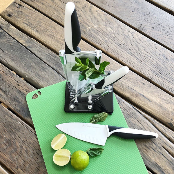 3-Piece Non-Stick Ivory Knife Set with Block