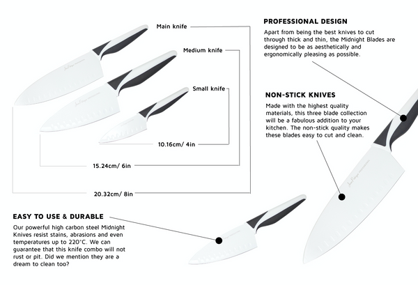 3-Piece Non-Stick Ivory Knife Set with Block