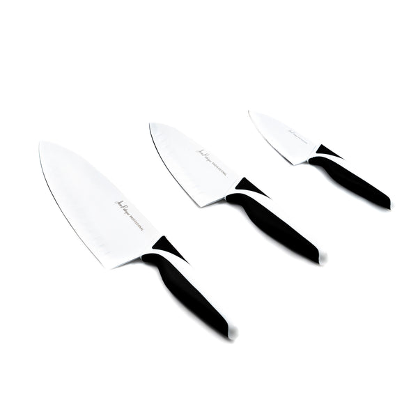 3-Piece Non-Stick Ivory Knife Set with Block