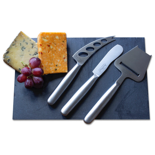 Tuscany Slate Serving Board & 3 Piece Cheese Knife Set