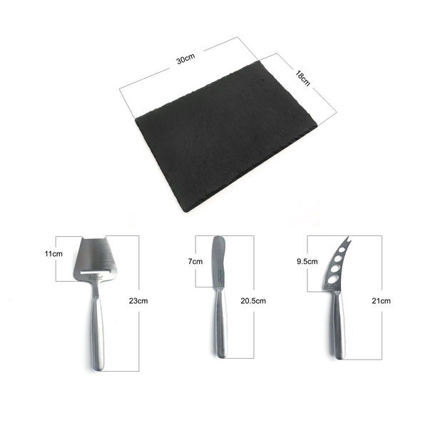 Tuscany Slate Serving Board & 3 Piece Cheese Knife Set