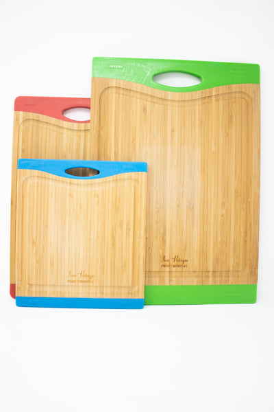 Bamboo Chopping Board with Silicone Ends - Medium (Red)