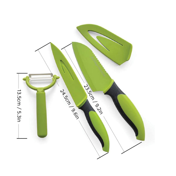 3 Piece Chef’s Non-Stick Green & Black Prep Set