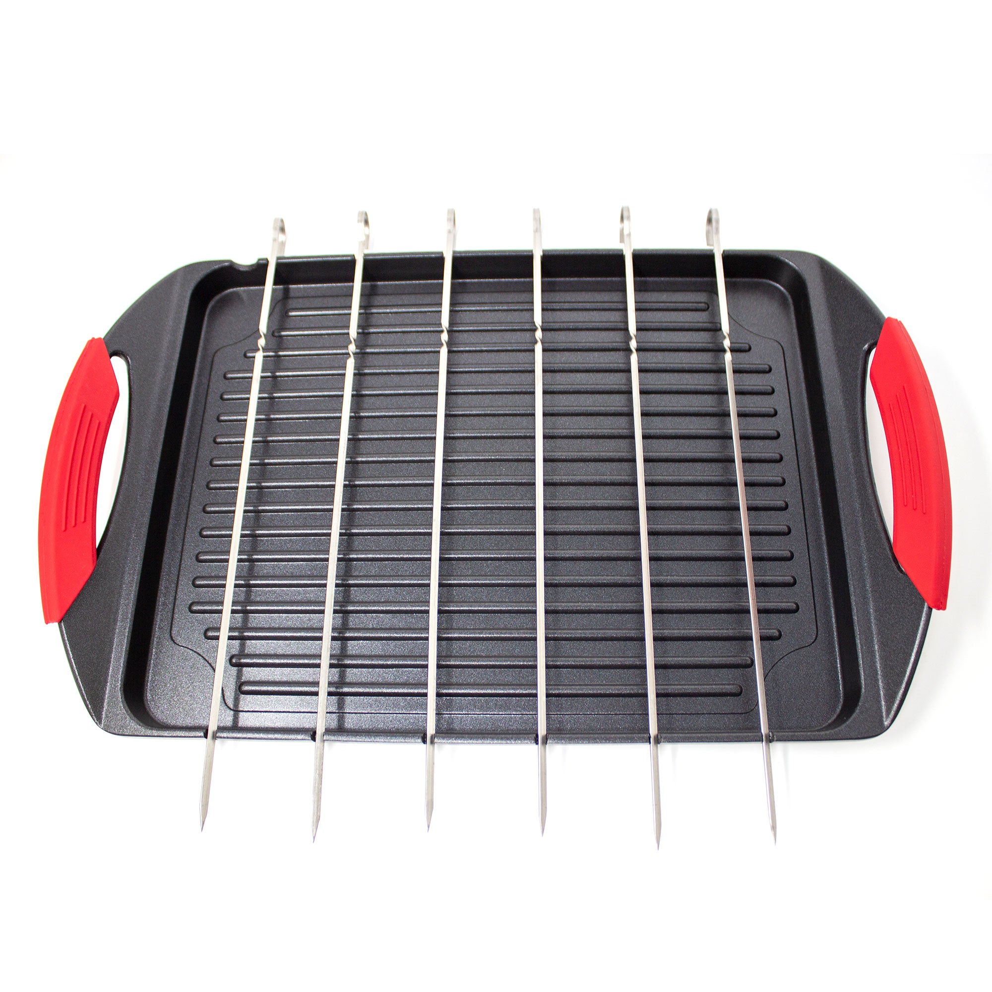 The Griddle Me This Cast Aluminium Griddle Plate & 6 Stainless Steel Skewers