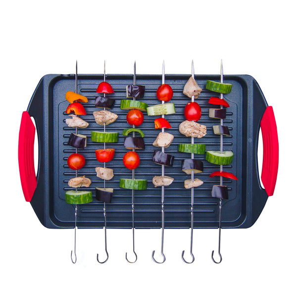 The Griddle Me This Cast Aluminium Griddle Plate & 6 Stainless Steel Skewers