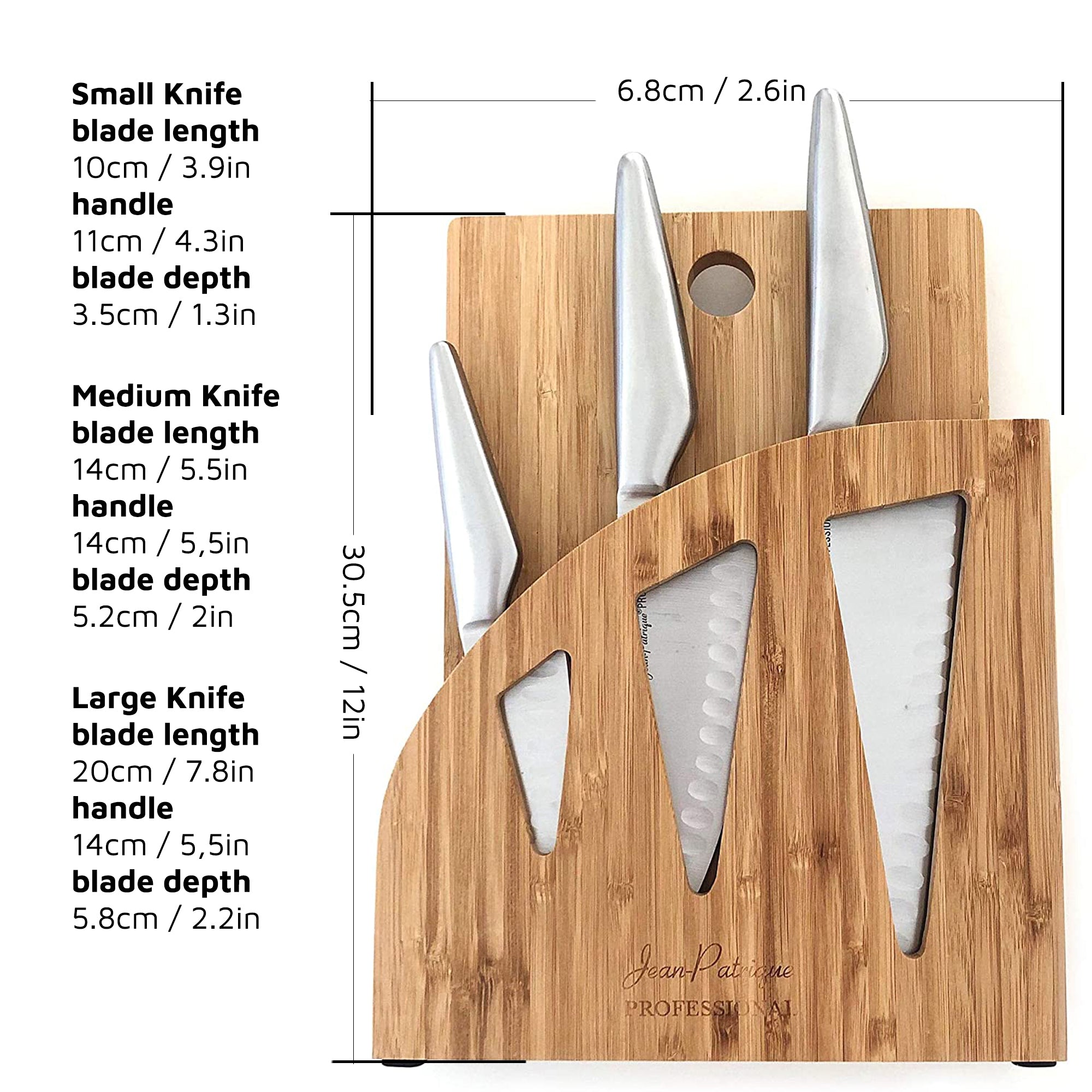 Chopaholic Oriental 3 Piece Chef's Knife Set with Professional
