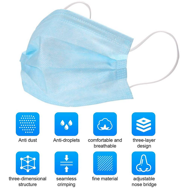 50 3 Ply Protective Face Masks