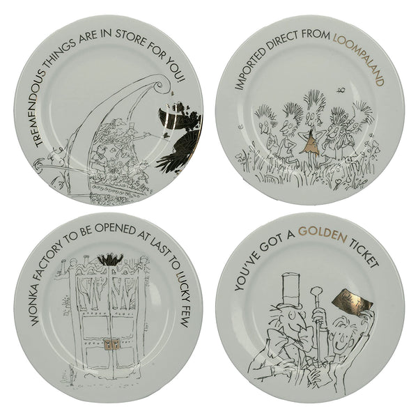 Roald Dahl Set of 4 Plates - Charlie and The Chocolate Factory