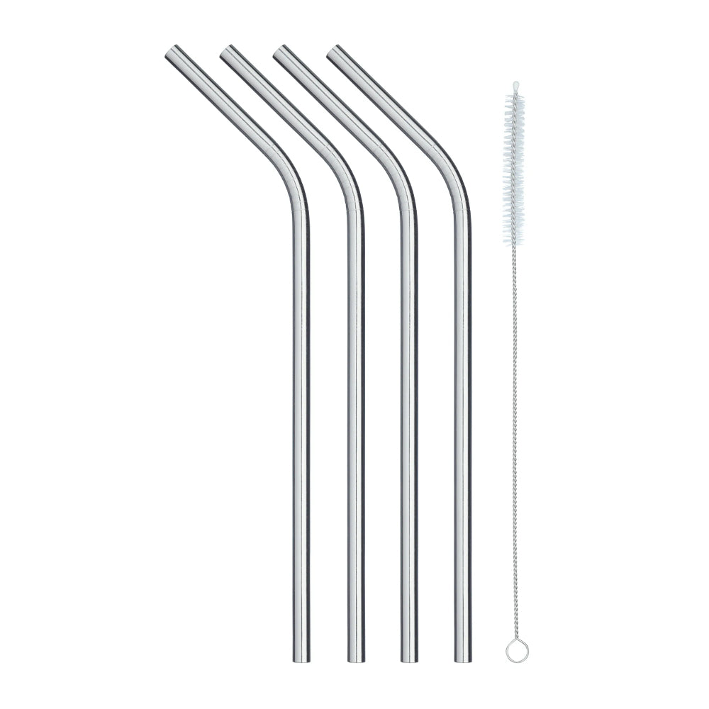 Pack of Four Stainless Steel Reusable Drinks Straws