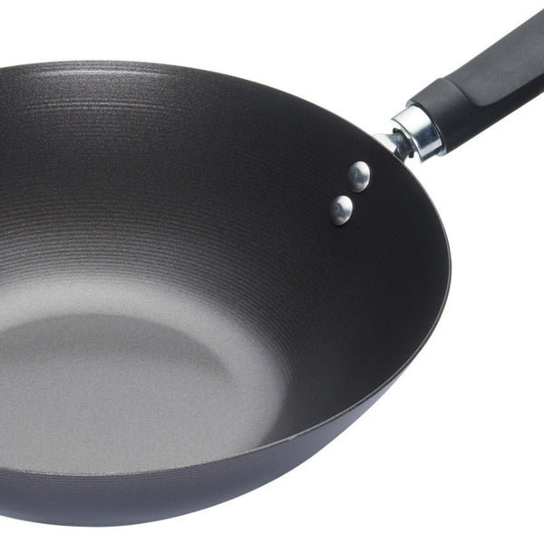 KitchenCraft World of Flavours 36 cm Non Stick Wok for Induction Hob,  Carbon Steel, Extra Large Stir Fry Pan