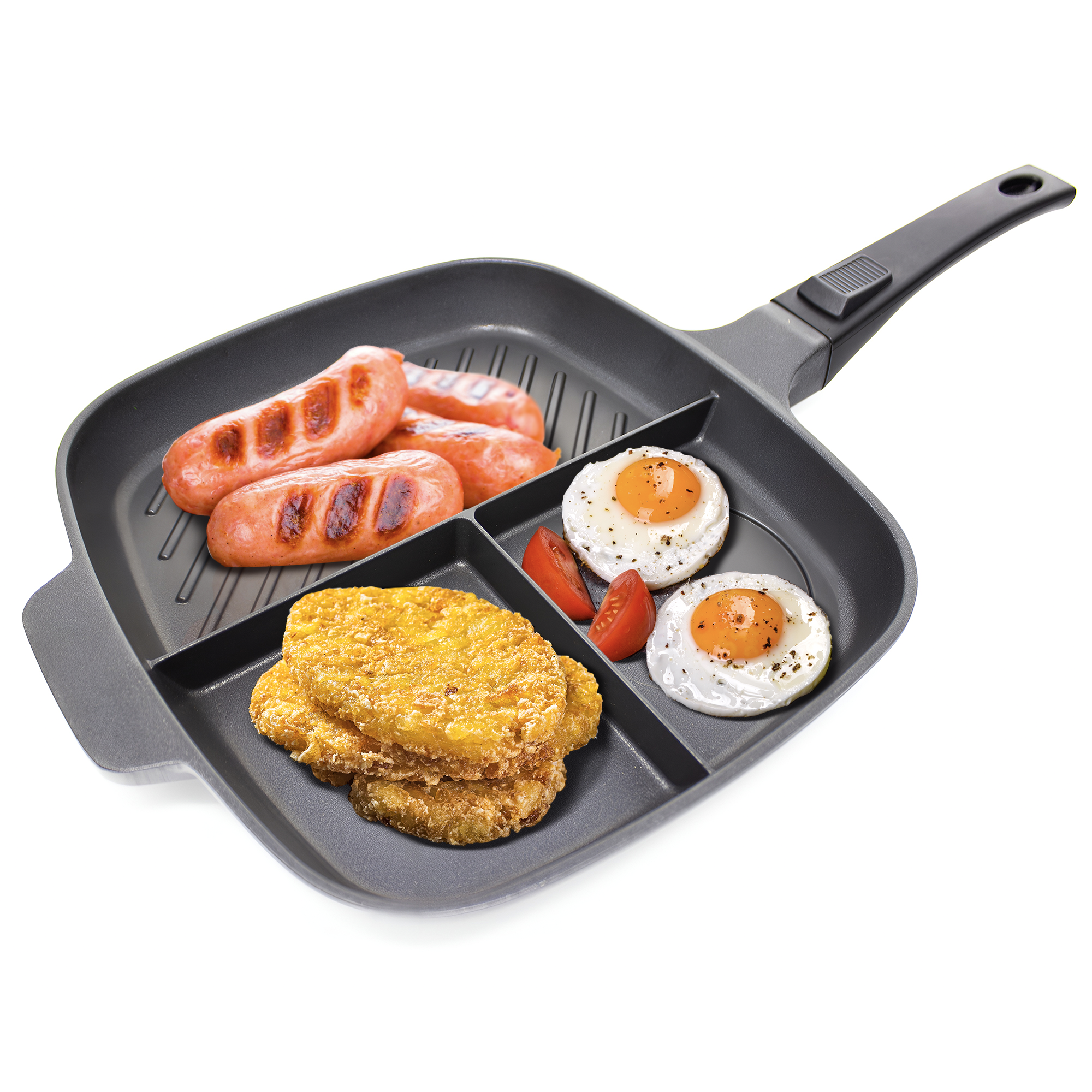 The Lazy Pan Cast Aluminium Non Stick Multi Section Frying Pan