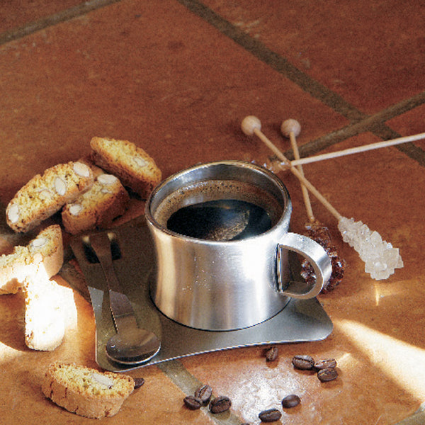 Espresso Cups with Saucers & Spoons - Set of 4