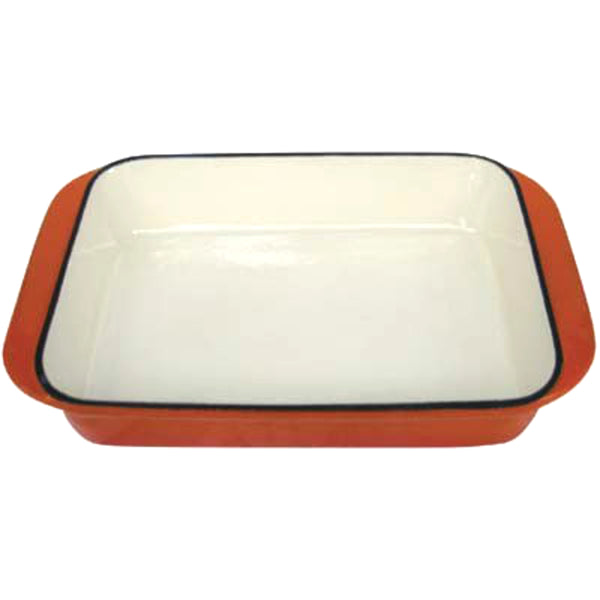 Rectangular Cast Iron Roasting Pan - Orange