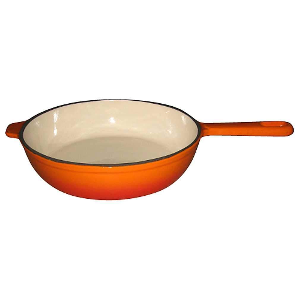 28cm Cast Iron Fry Pan - Orange