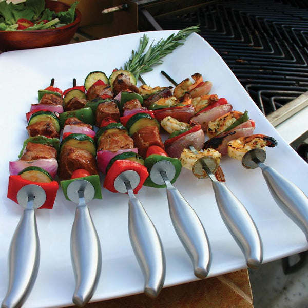 Professional Chef's Stainless Steel BBQ Skewers - Set of 6